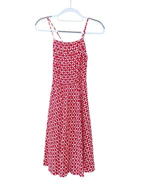 Loft Red Geometric Print Spaghetti Strap Dress Size 0